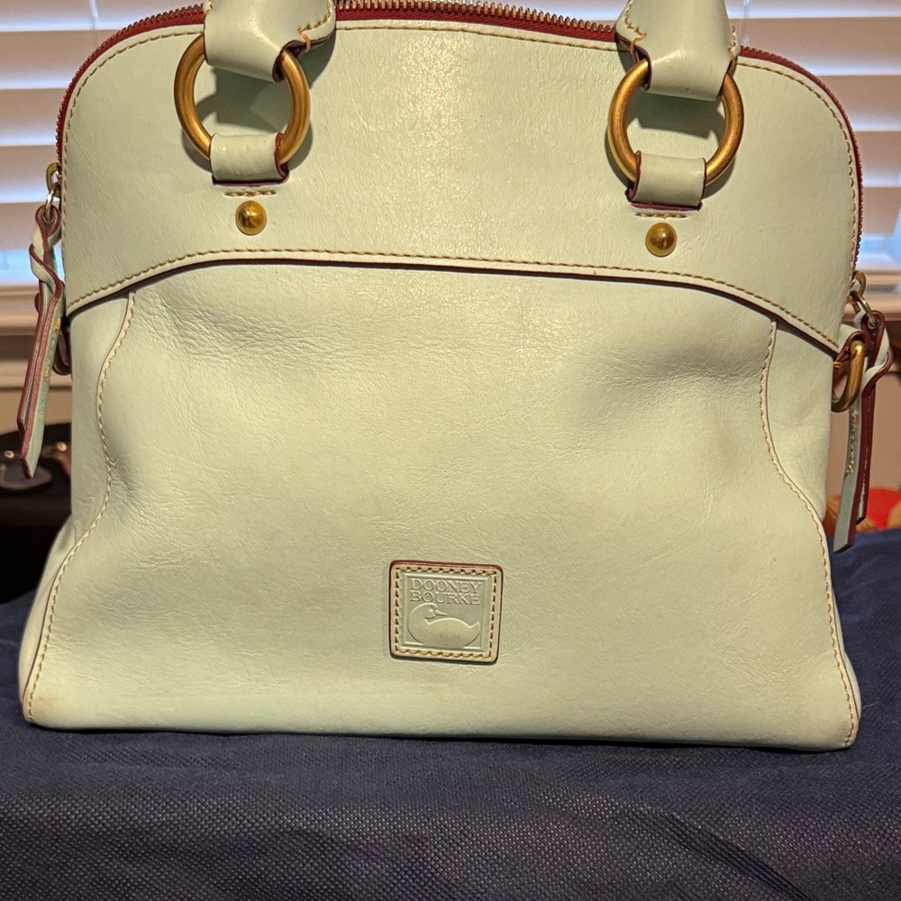 Dooney & Bourke Light Green Shoulder Bag with Gold Accents